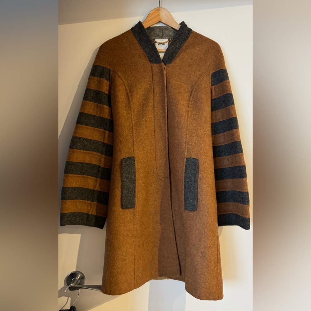MOSCHINO Barrel Sleeve Brown and Gray Women's Coat